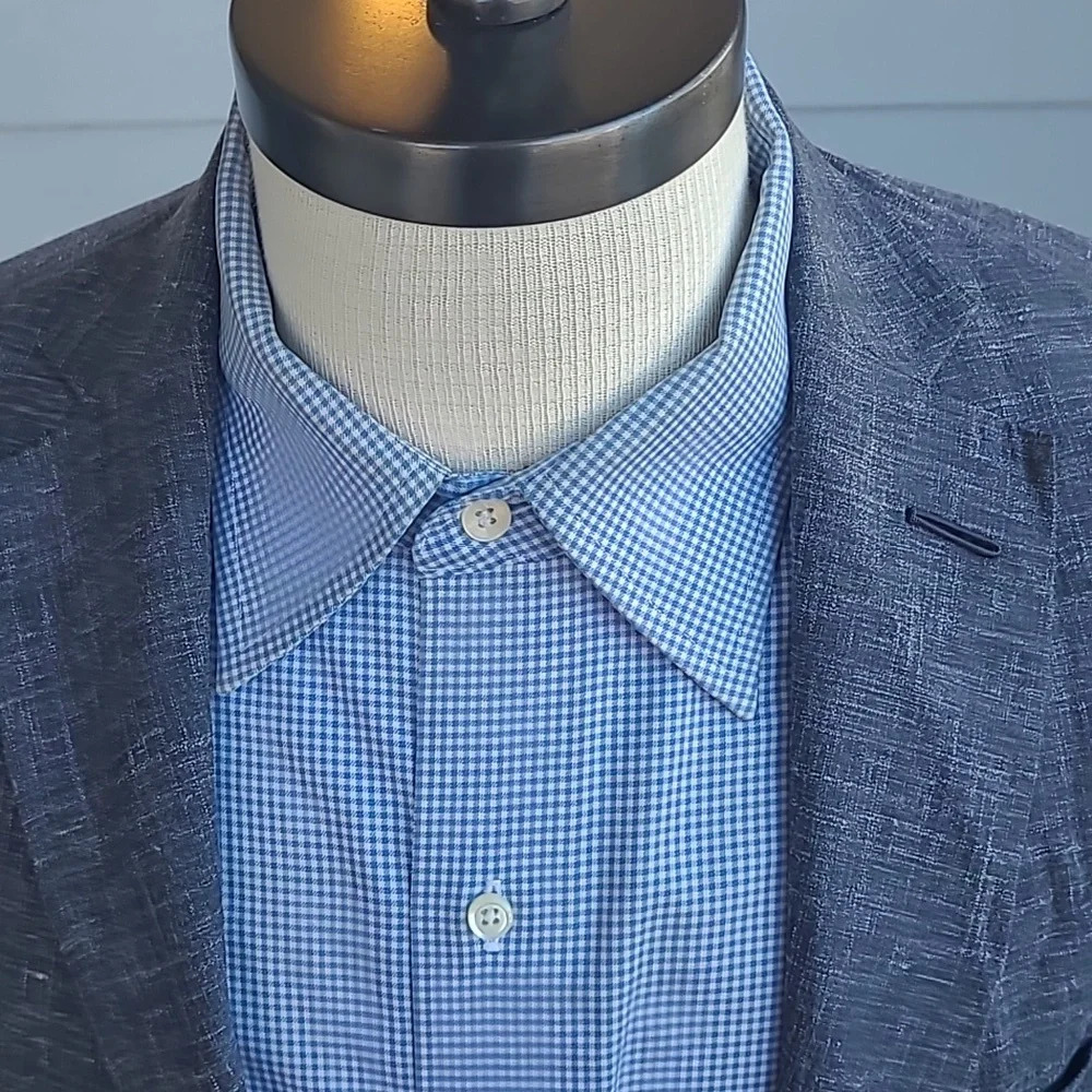 KNOT STANDARD Custom Grey‎ Weave Dormeuil Cloth Wool Sz 34 R Mens Sport Coat